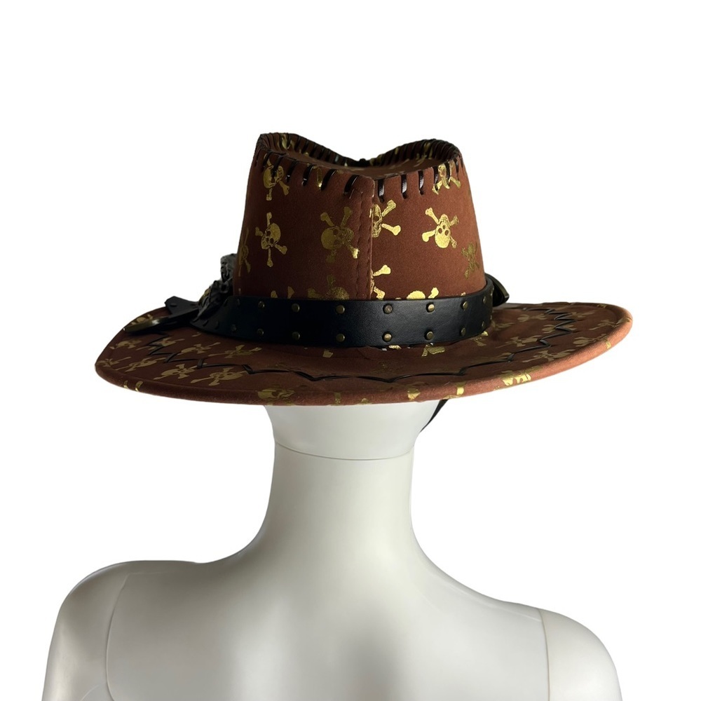 Brown‎ Felt Skull and Bone Western Cowboy Hat - Picture 4 of 12